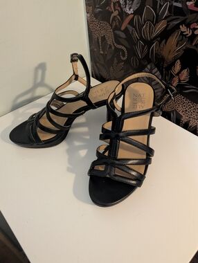 Naturalizer Black Multi-Strap Heeled Sandals, Baylor Dress Sandal 7.5 Wide